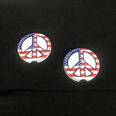 peace sign flag design Sandstone car coaster set of two 