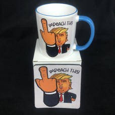 IMPEACH THIS Donald j trump giving the finger coffee mug trump 2020  11 oz ceramic coffee mug gift set kag make liberals cry