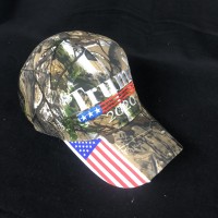 Trump 2020 camo 6 panel hat adjustable with american flag brim