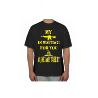 My AR is WAITING come and take it tee shirt   