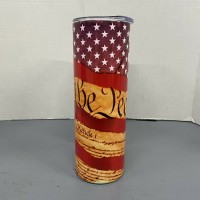 We The People American Flag 20 oz skinny tumbler w straw and gift box