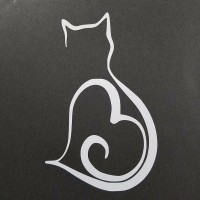 Cat and Heart Silhouette Vinyl Decal
